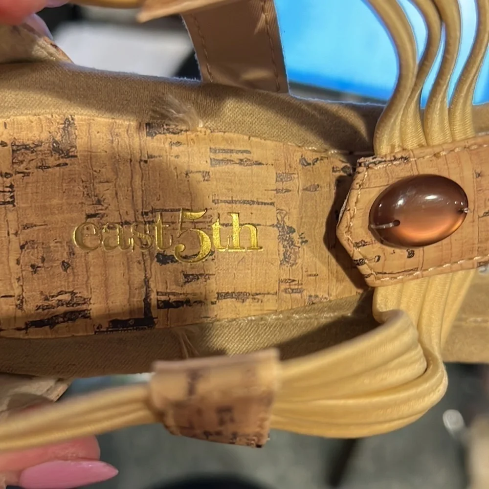 EAST 5th size 9 about 2 inch wedge sandals with embellishment and elastic - Picture 11 of 12